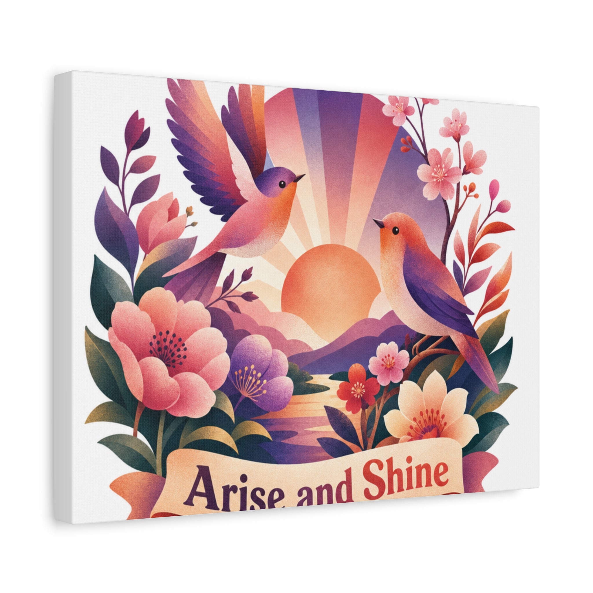 Arise and Shine Sunrise Bird Canvas