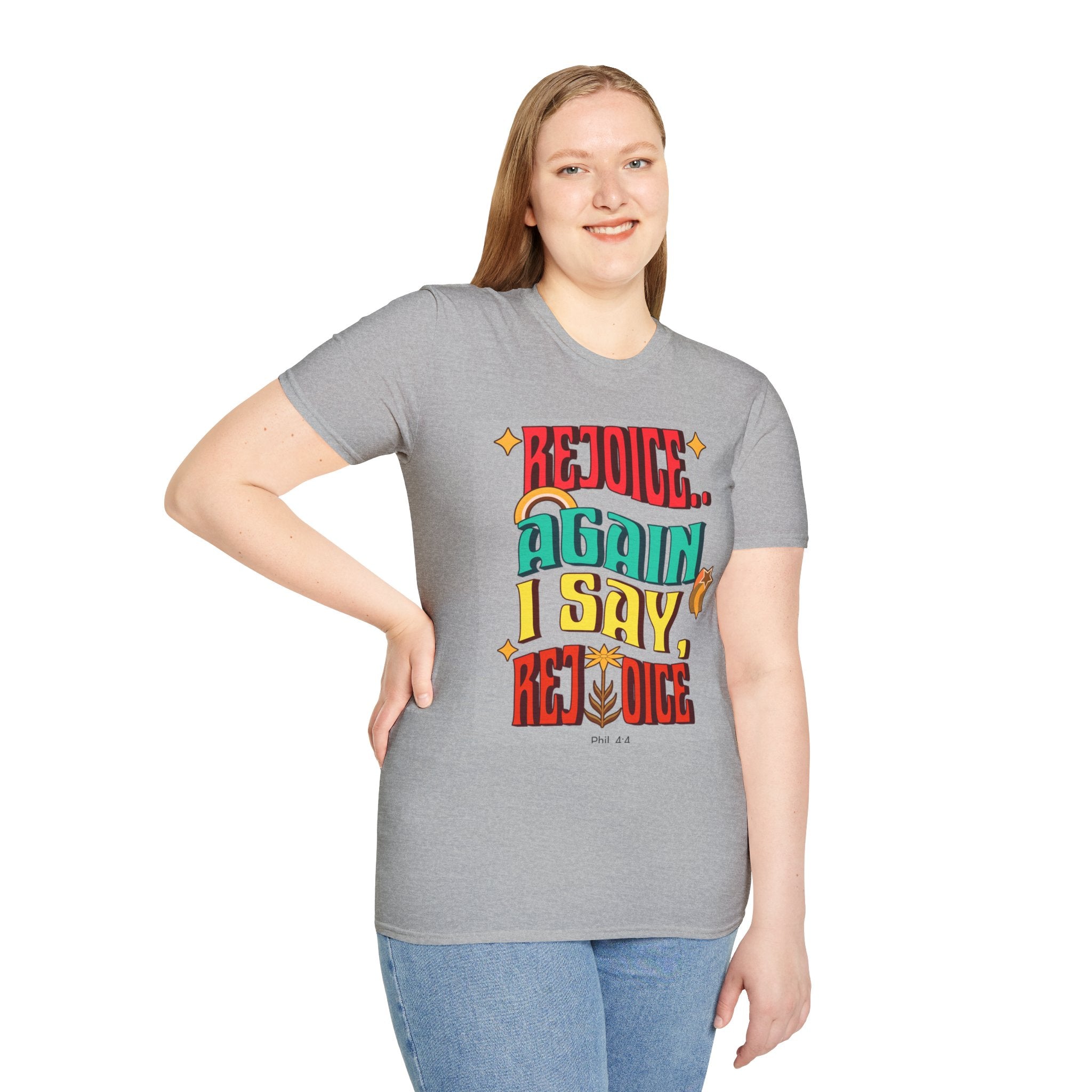 Bible verse print T-Shirt, Rejoice, Again I Say Rejoice