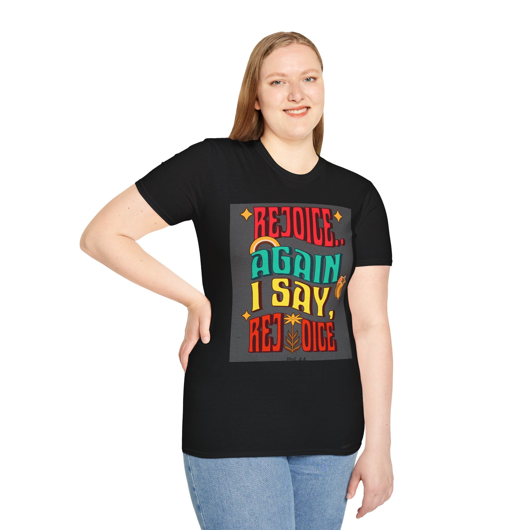 Bible verse print T-Shirt, Rejoice, Again I Say Rejoice
