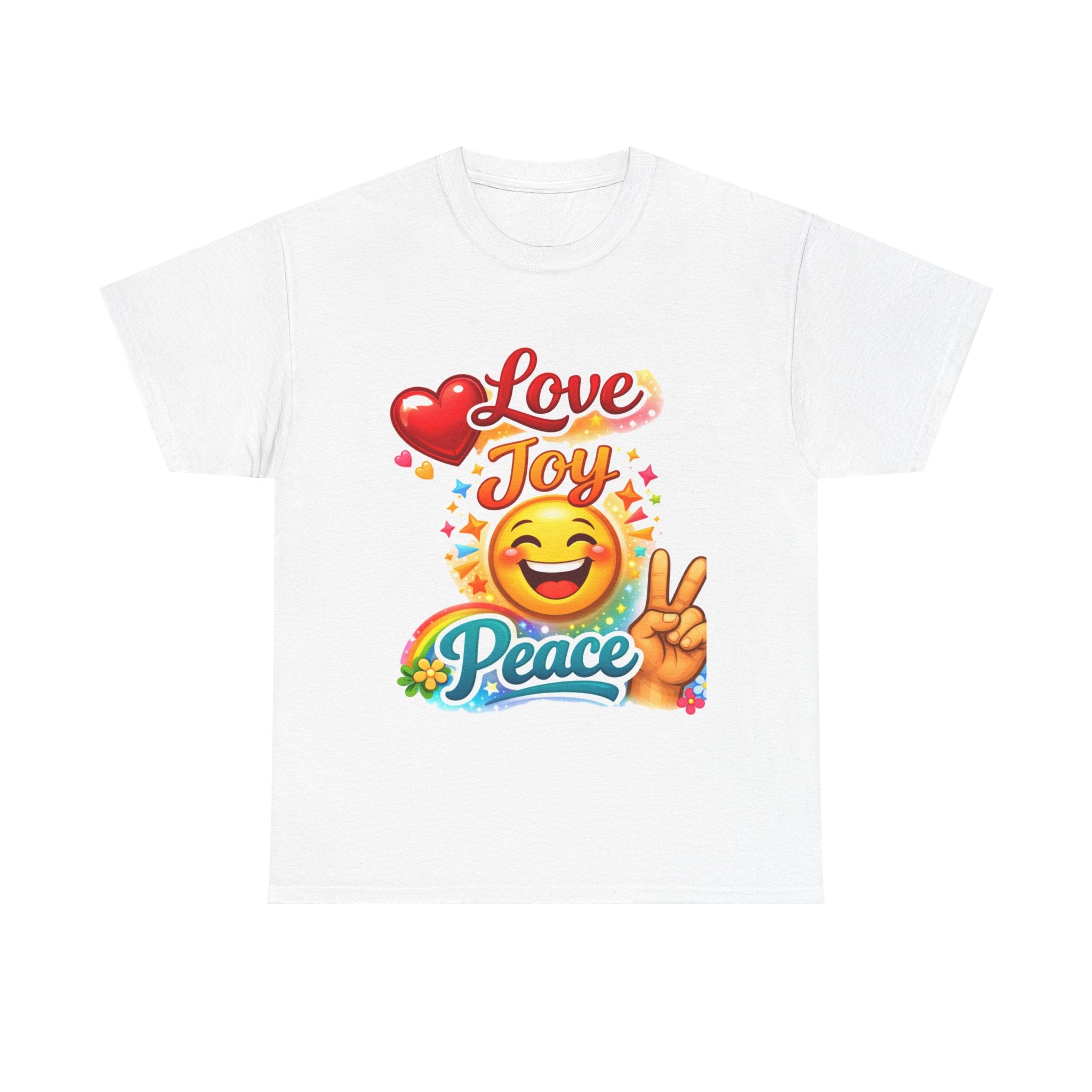Love Joy Peace Emoji T‑Shirt — Retro Peace Sign Graphic Tee