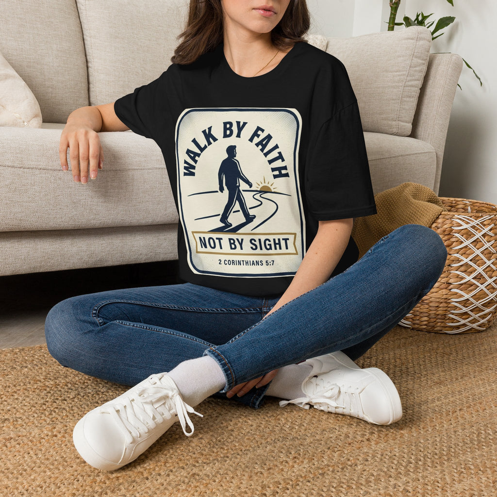 Walk By Faith Bible T-Shirt — Inspirational Christian Tee, Encouraging Faith-Based Daily Wear