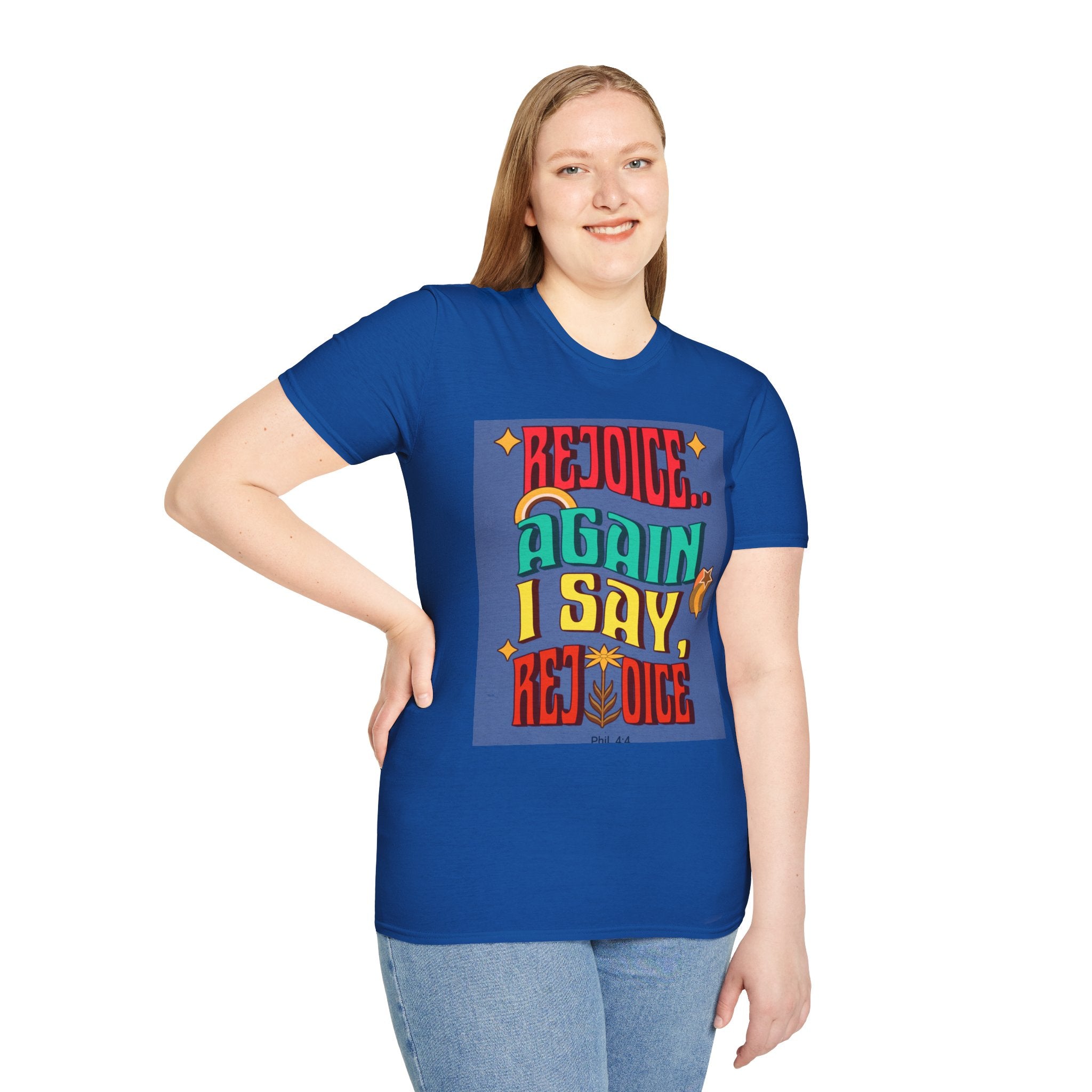 Bible verse print T-Shirt, Rejoice, Again I Say Rejoice