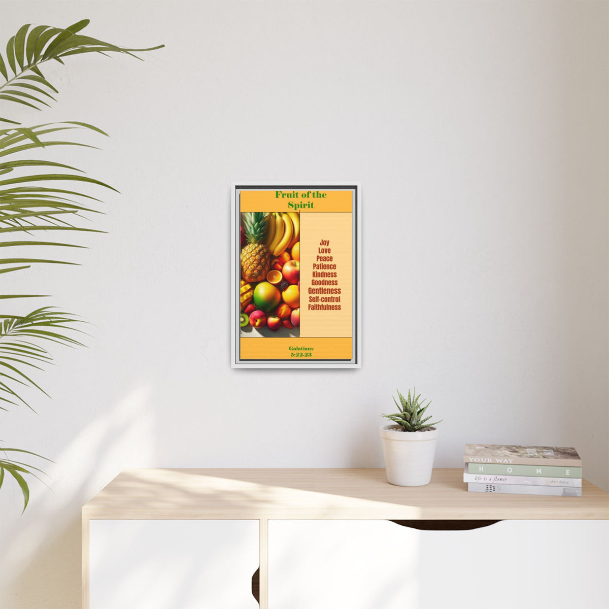 Fruit of the Spirit Framed Canvas Print — Christian Scripture Wall Art (Galatians 5:22-23)