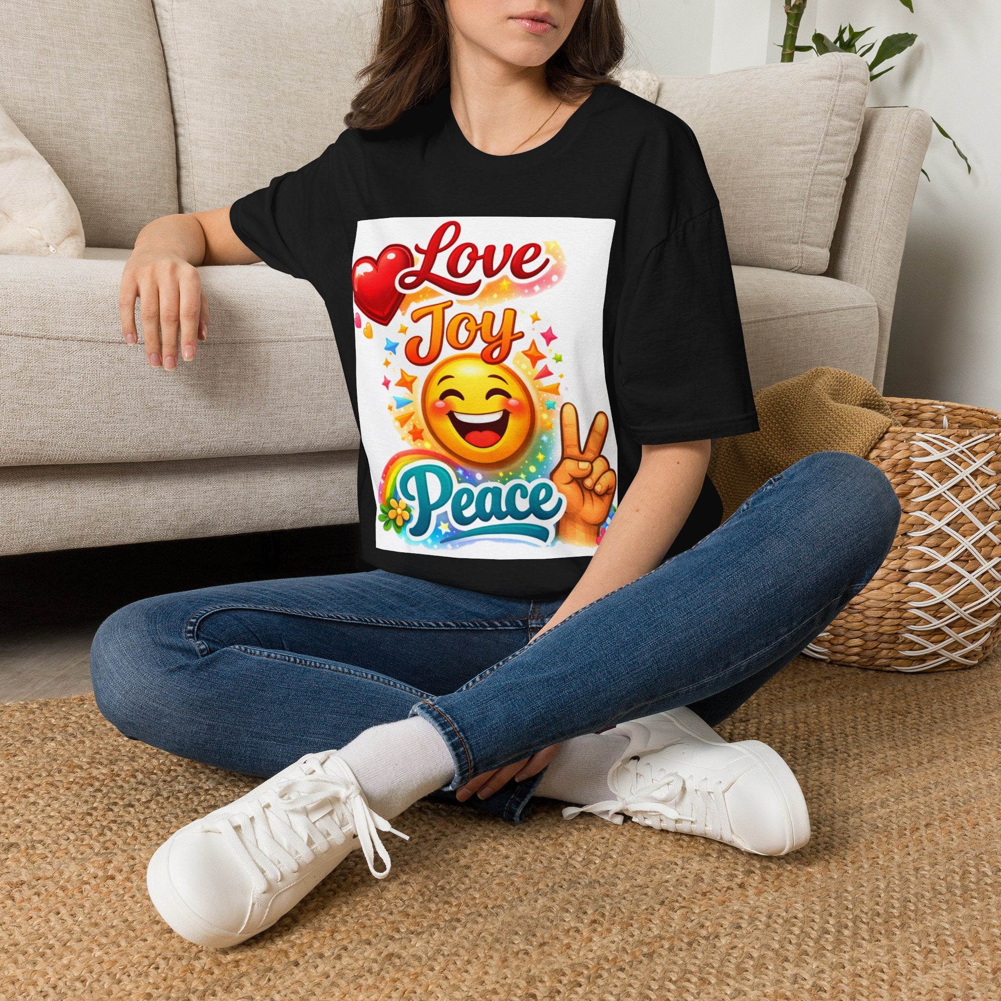 Love Joy Peace T-Shirt — Retro Emoji Heart Peace Sign Graphic Tee