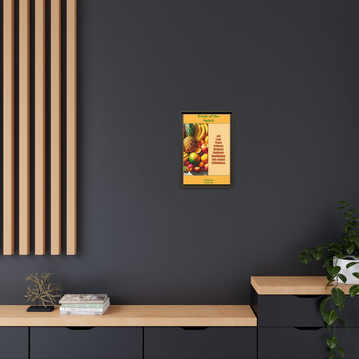 Fruit of the Spirit Framed Canvas Print — Christian Scripture Wall Art (Galatians 5:22-23)