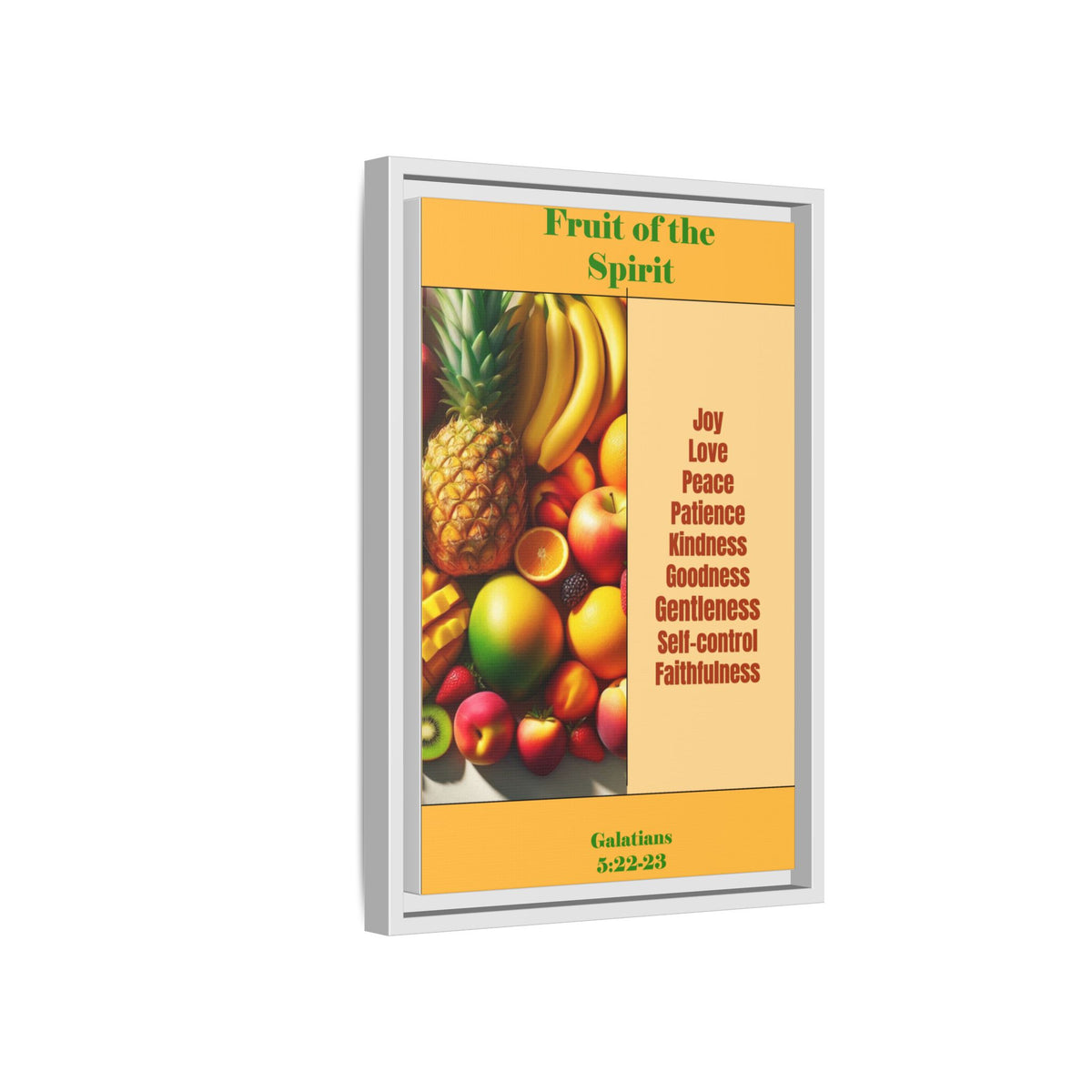 Fruit of the Spirit Framed Canvas Print — Christian Scripture Wall Art (Galatians 5:22-23)
