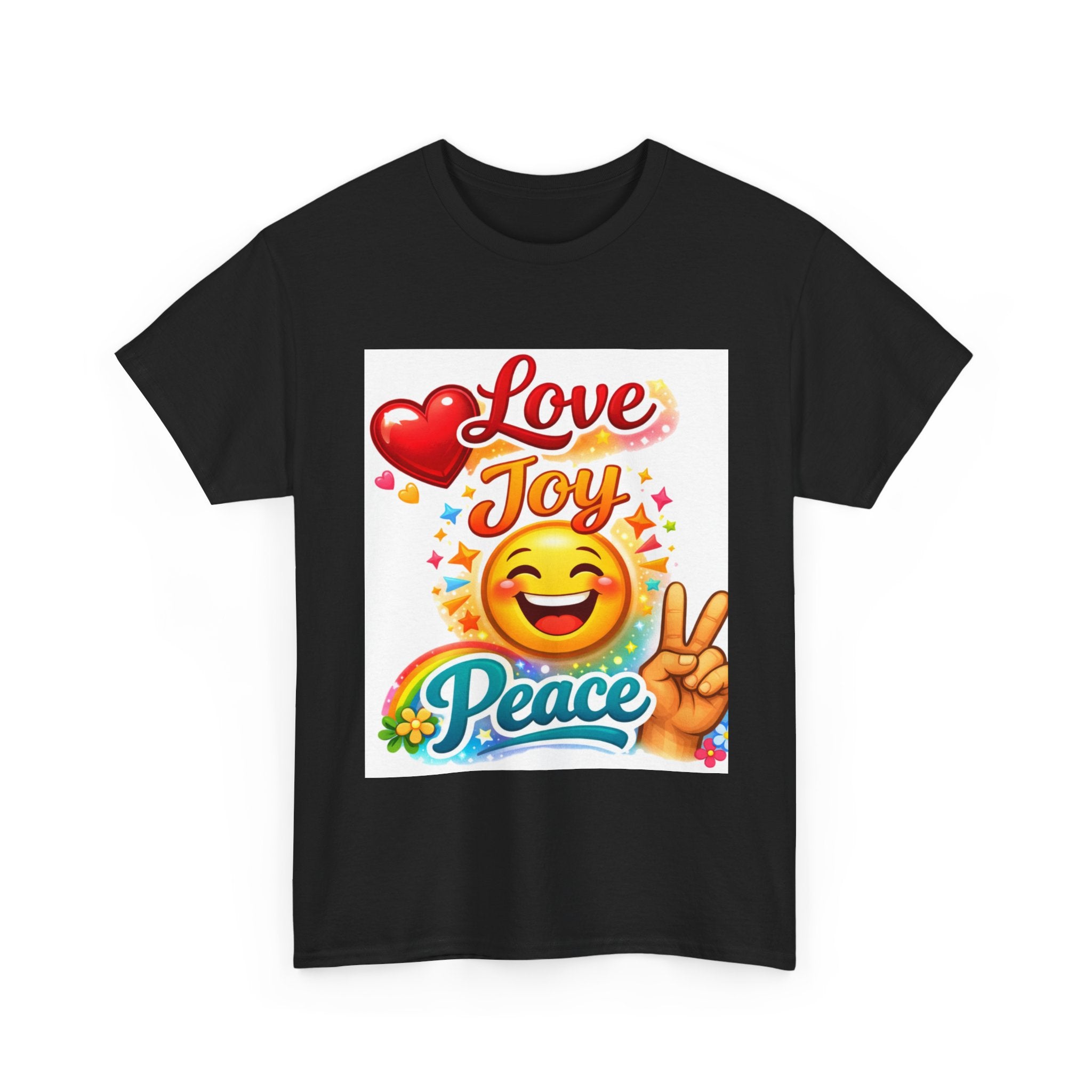 Love Joy Peace Emoji T‑Shirt — Retro Peace Sign Graphic Tee