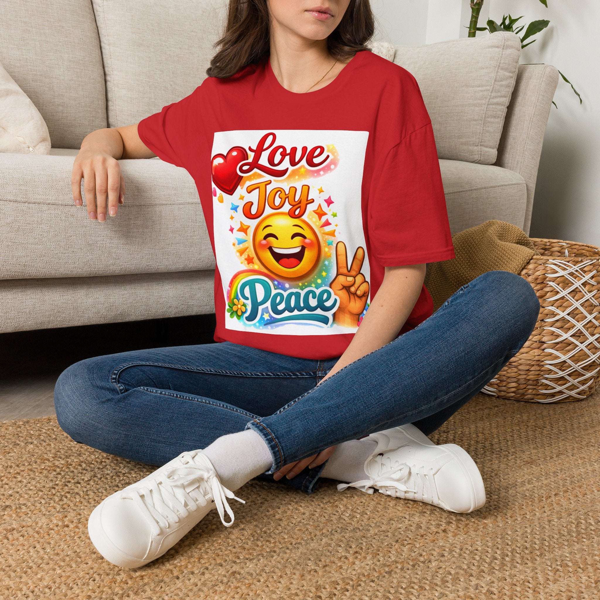 Love Joy Peace T-Shirt — Retro Emoji Heart Peace Sign Graphic Tee