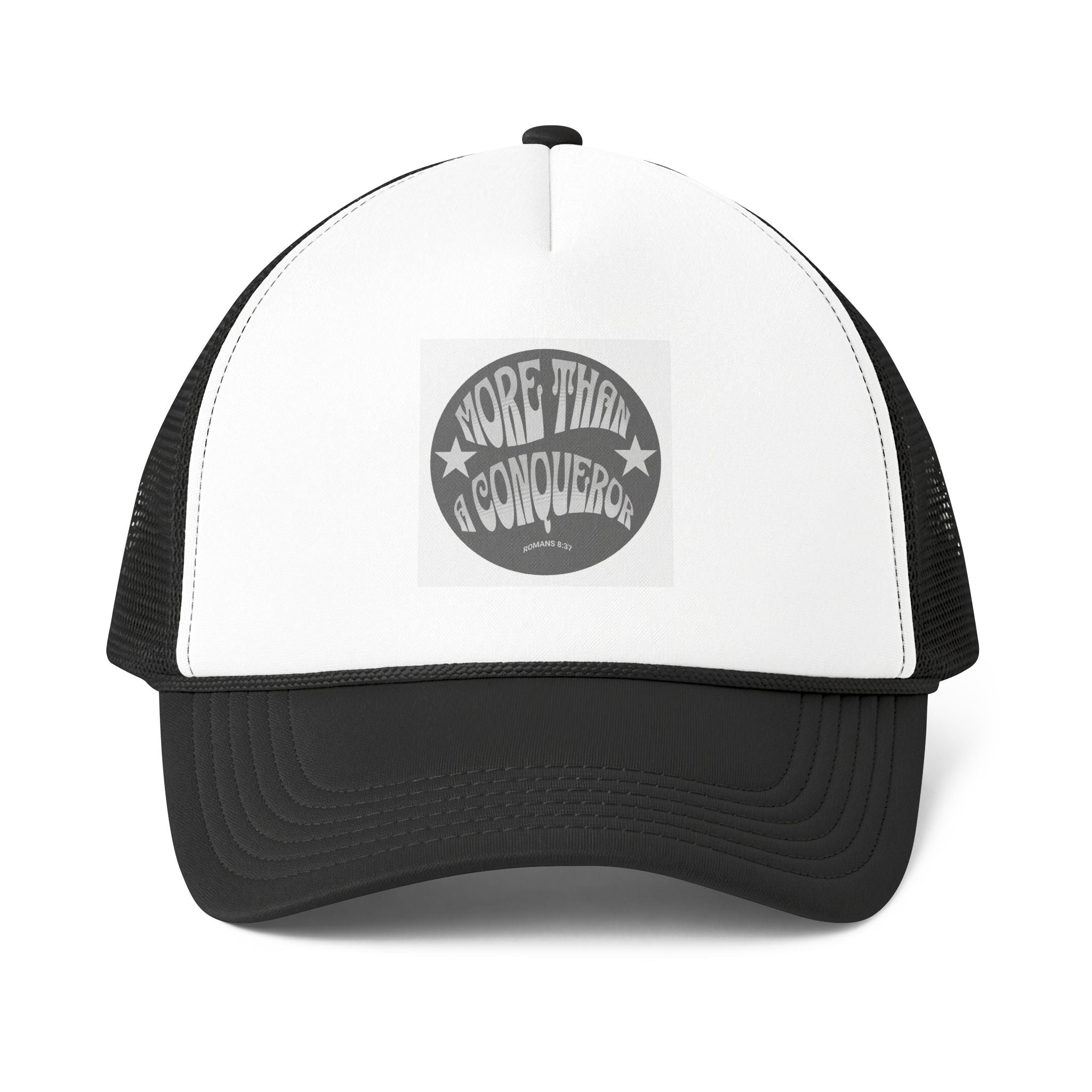 Trucker Cap — More Than Conqueror Retro Badge