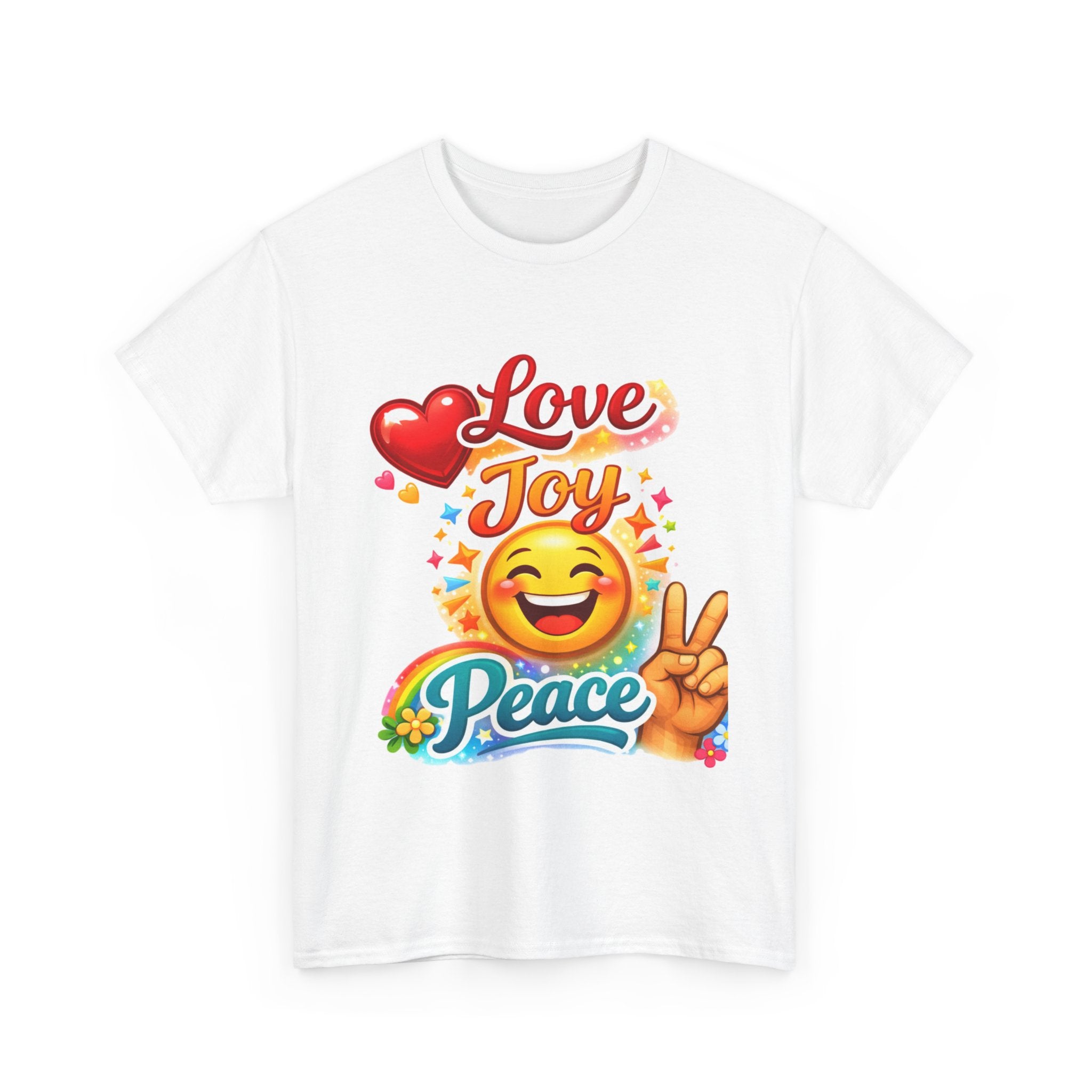 Love Joy Peace Emoji T‑Shirt — Retro Peace Sign Graphic Tee