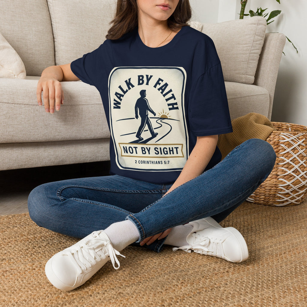 Walk By Faith Bible T-Shirt — Inspirational Christian Tee, Encouraging Faith-Based Daily Wear