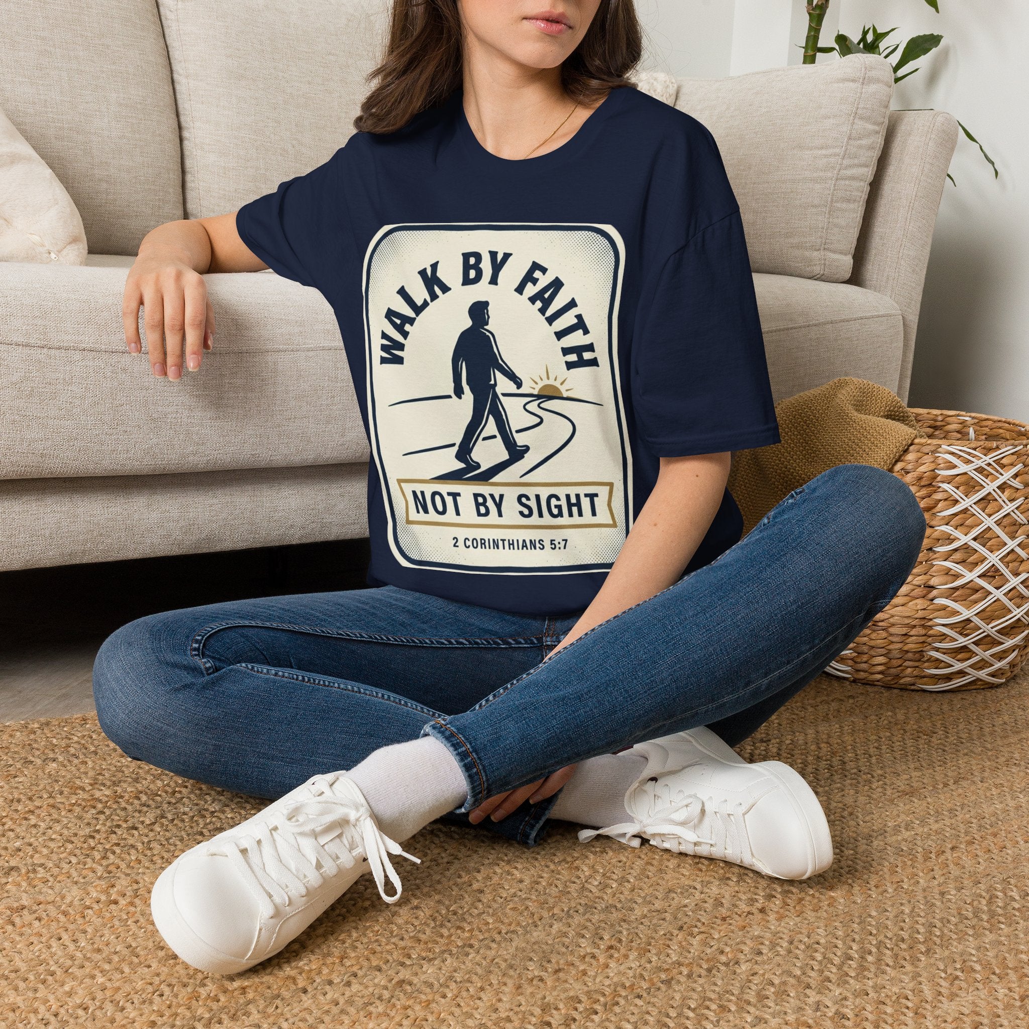 Walk By Faith Bible T-Shirt — Inspirational Christian Tee, Encouraging Faith-Based Daily Wear