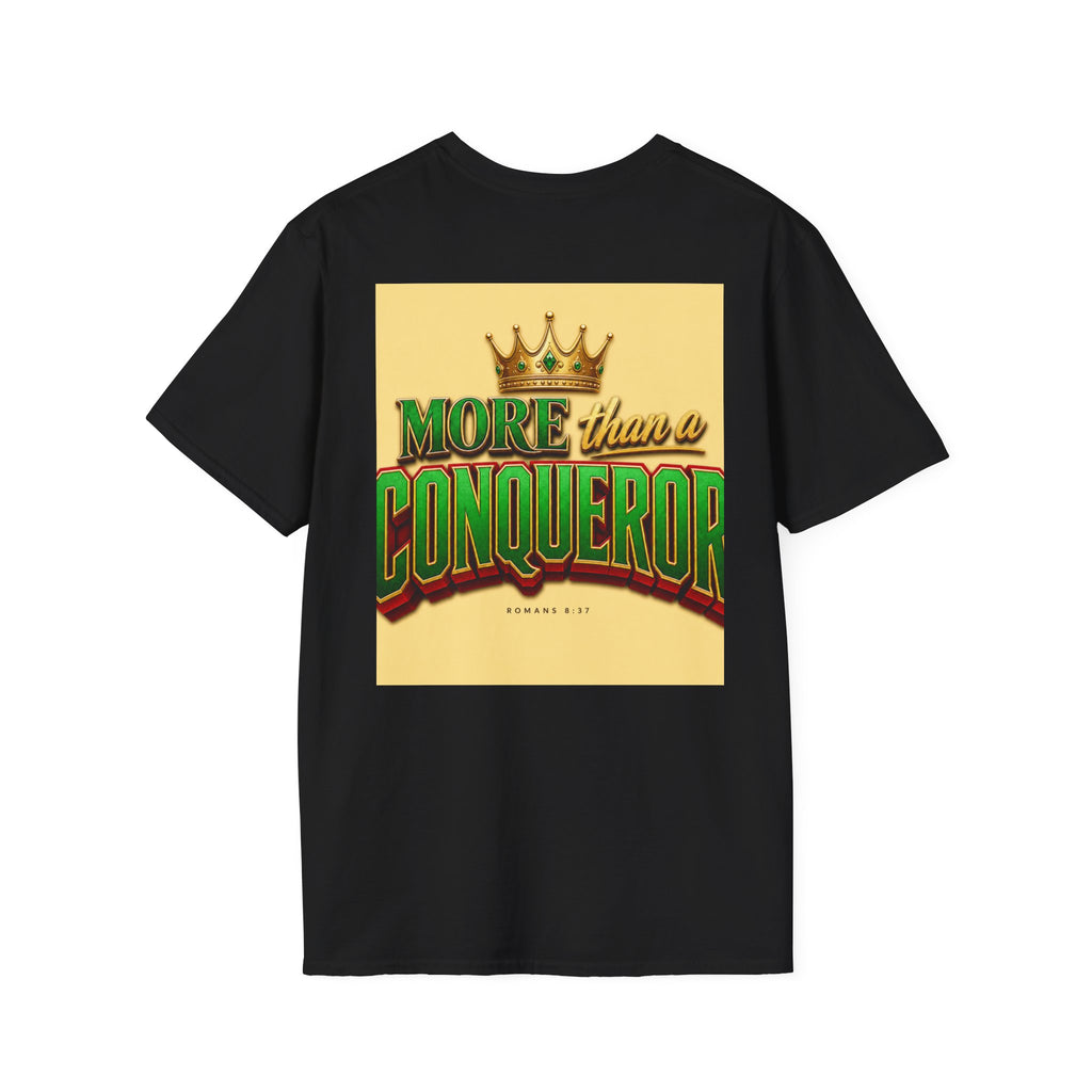 Classic T-Shirt with the scriptural message, "More than a Conqueror"