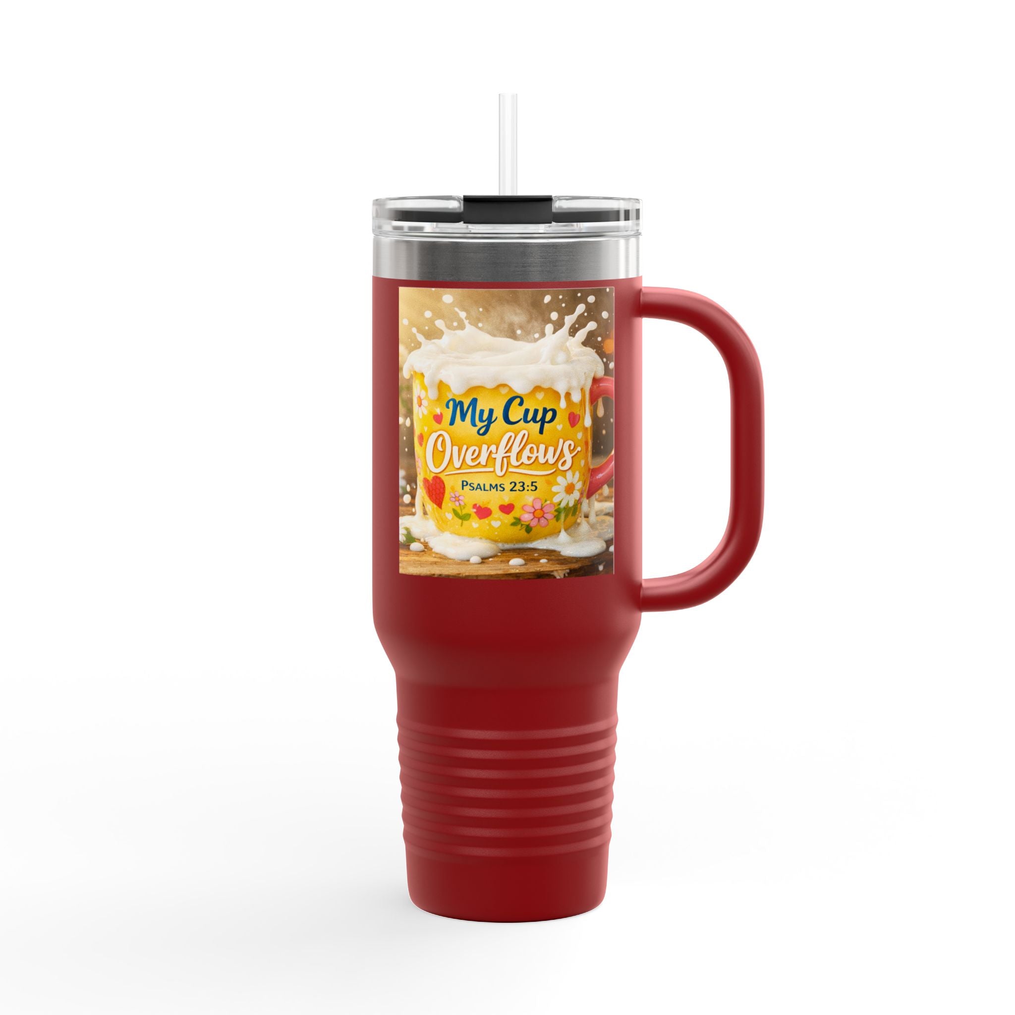 40oz Insulated Travel Mug — “My Cup Overflows” Comfort Coffee Tumbler