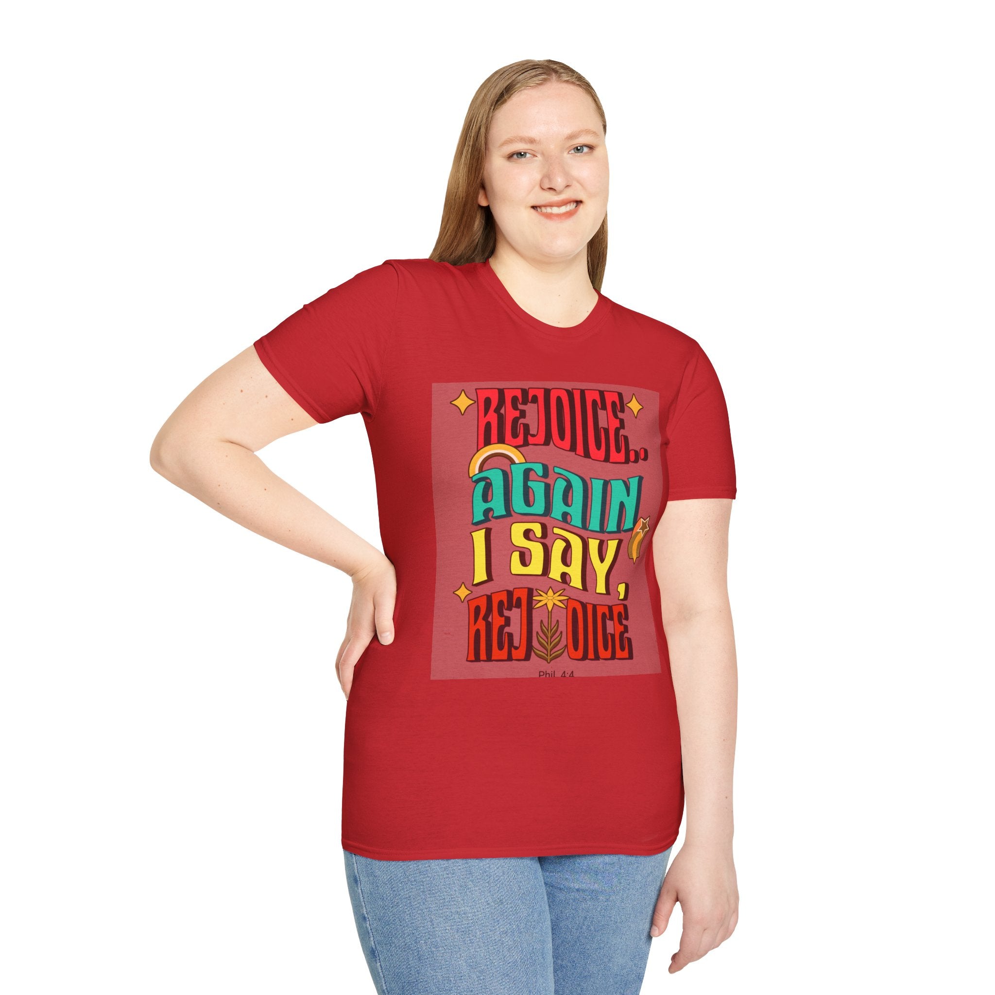Bible verse print T-Shirt, Rejoice, Again I Say Rejoice