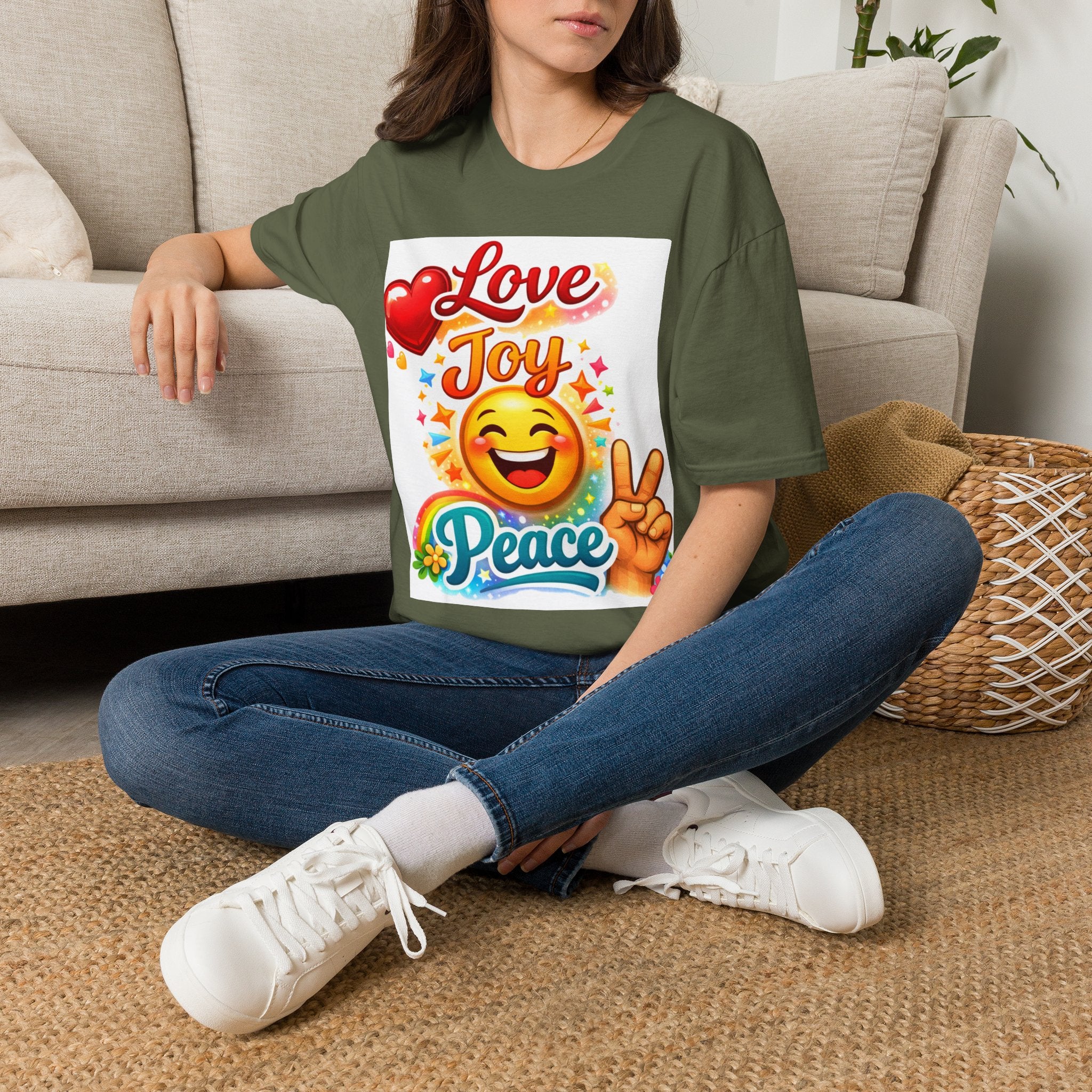 Love Joy Peace T-Shirt — Retro Emoji Heart Peace Sign Graphic Tee