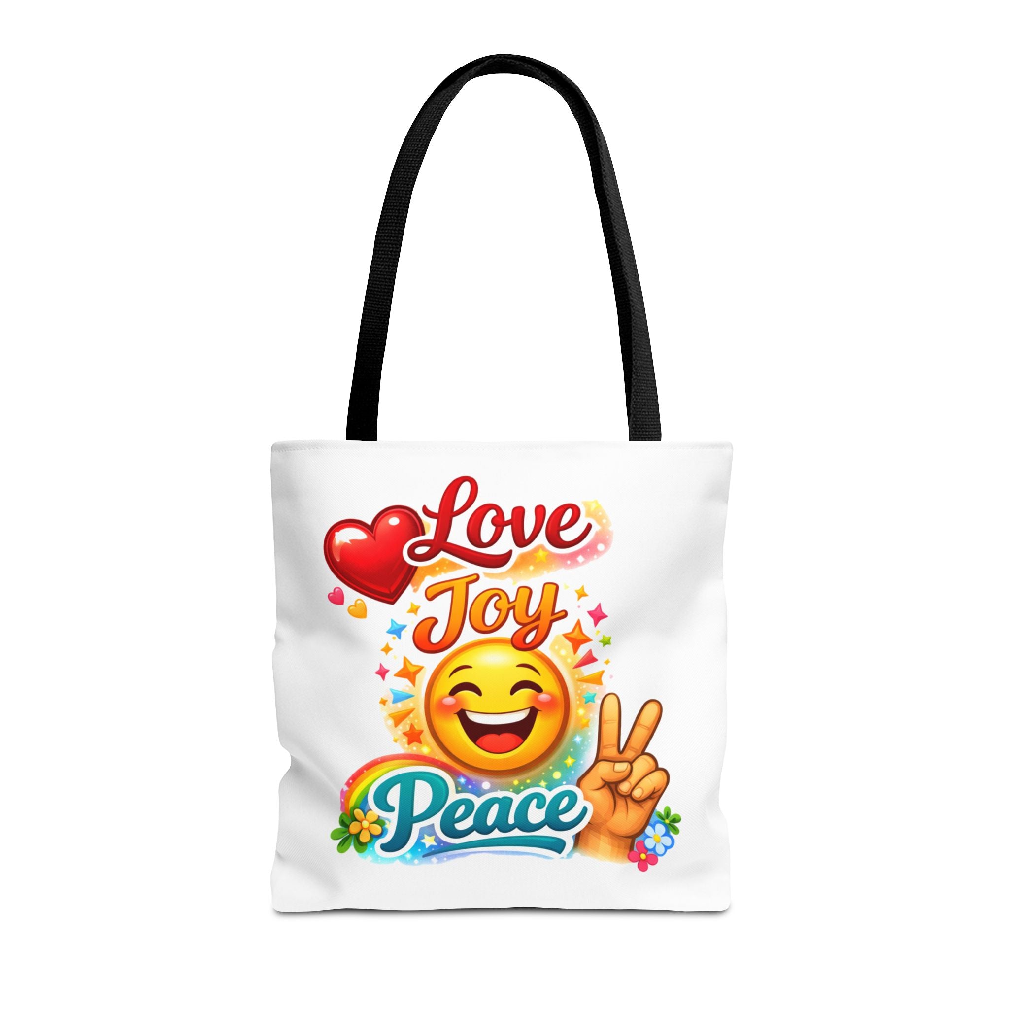 Love Joy Peace Emoji Tote Bag – Cute Peace Sign, Heart & Smiley Shopper