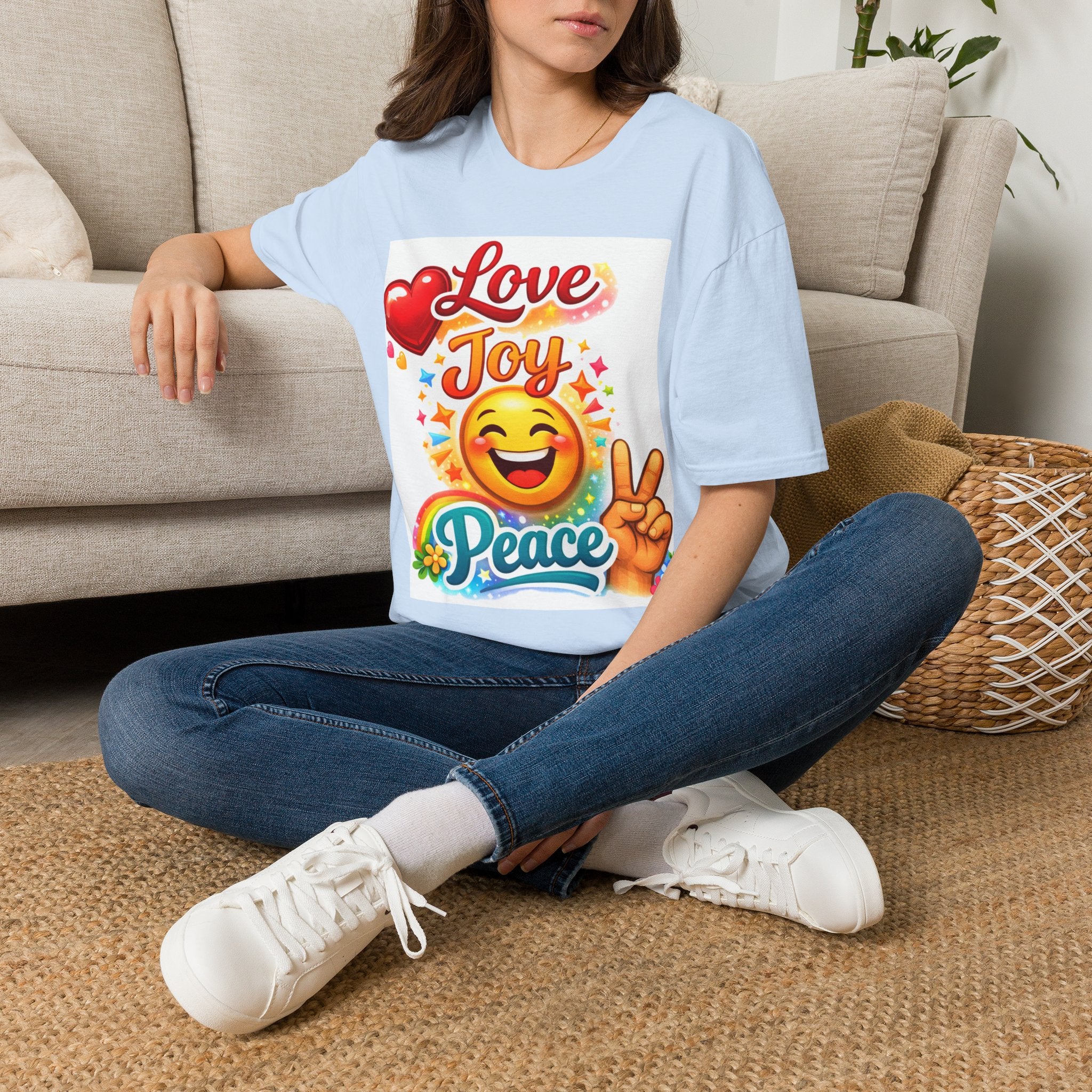 Love Joy Peace T-Shirt — Retro Emoji Heart Peace Sign Graphic Tee