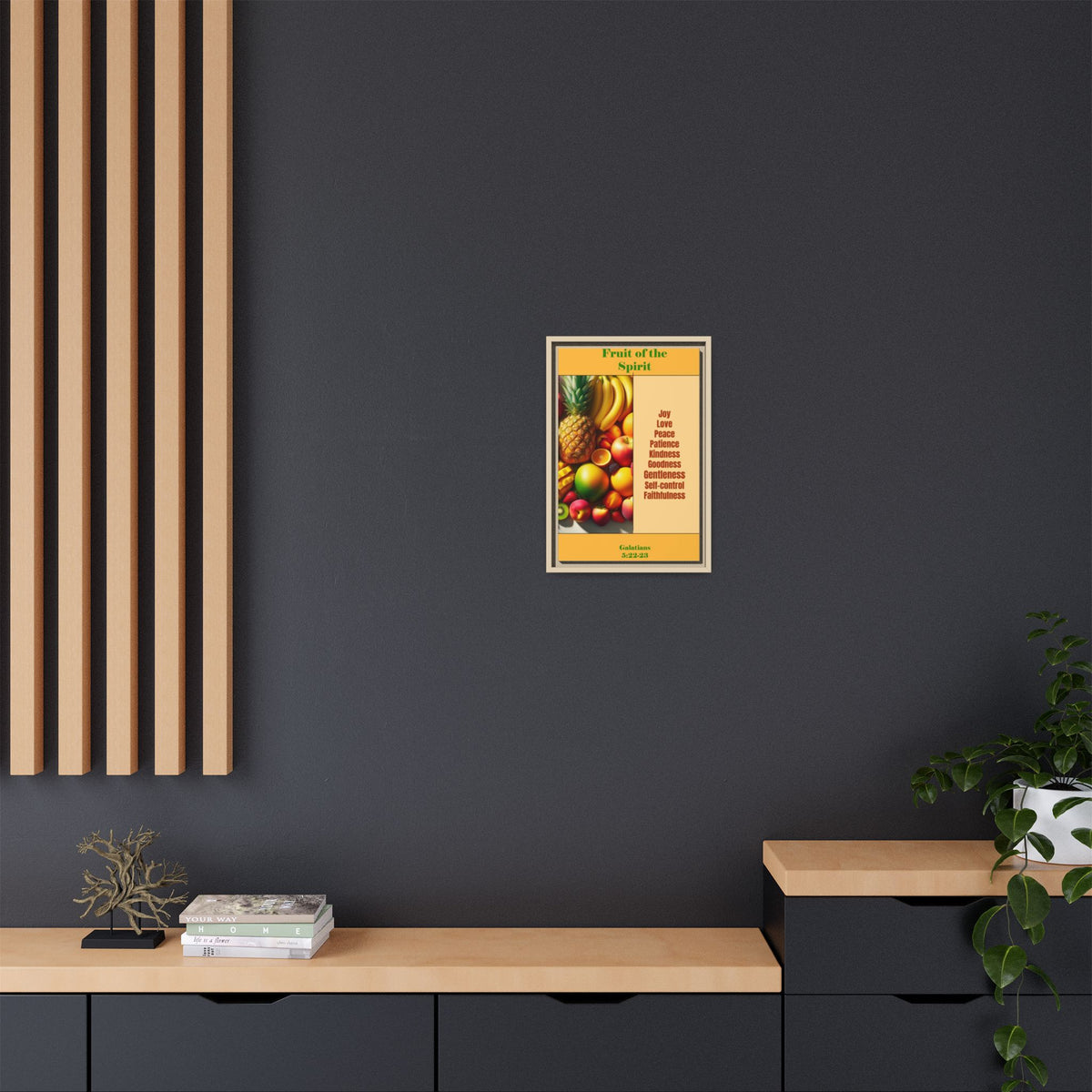 Fruit of the Spirit Framed Canvas Print — Christian Scripture Wall Art (Galatians 5:22-23)