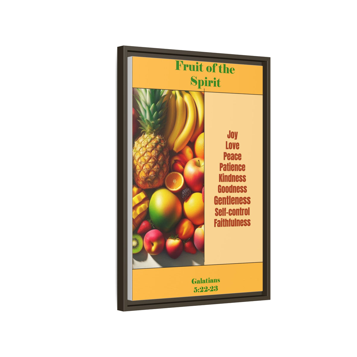 Fruit of the Spirit Framed Canvas Print — Christian Scripture Wall Art (Galatians 5:22-23)