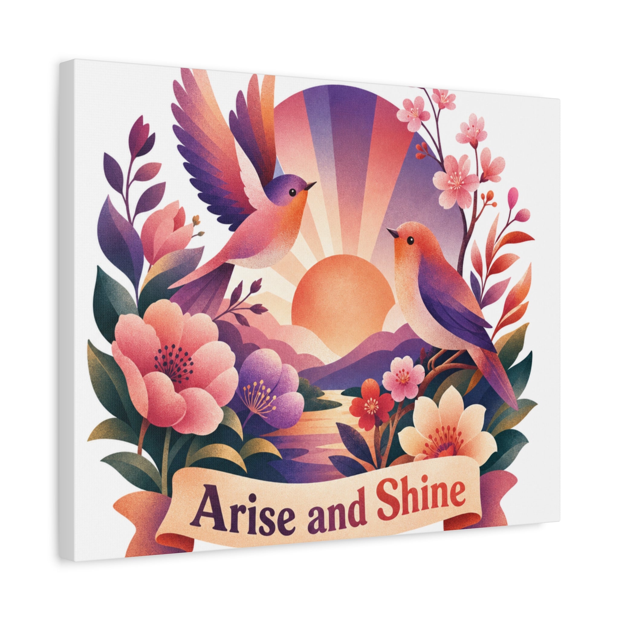 Arise and Shine Sunrise Bird Canvas
