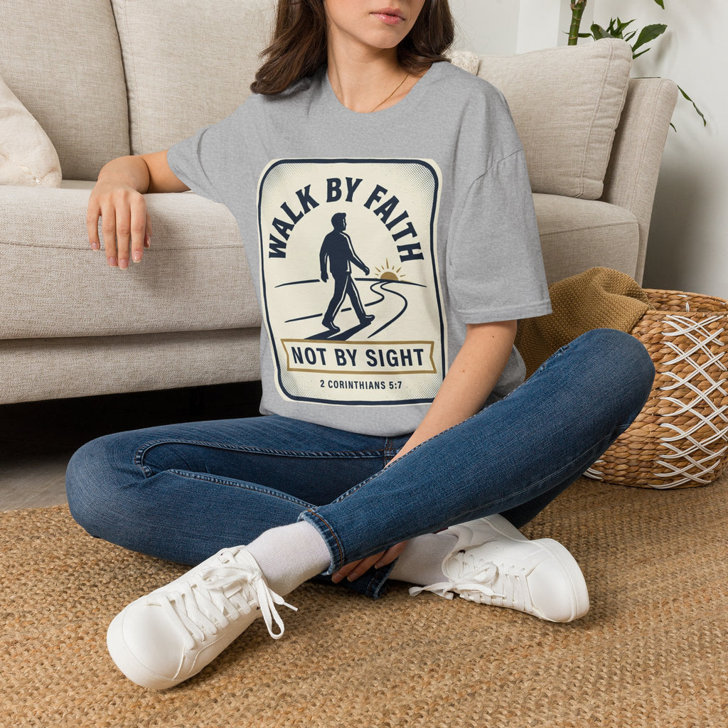 Walk By Faith Bible T-Shirt — Inspirational Christian Tee, Encouraging Faith-Based Daily Wear