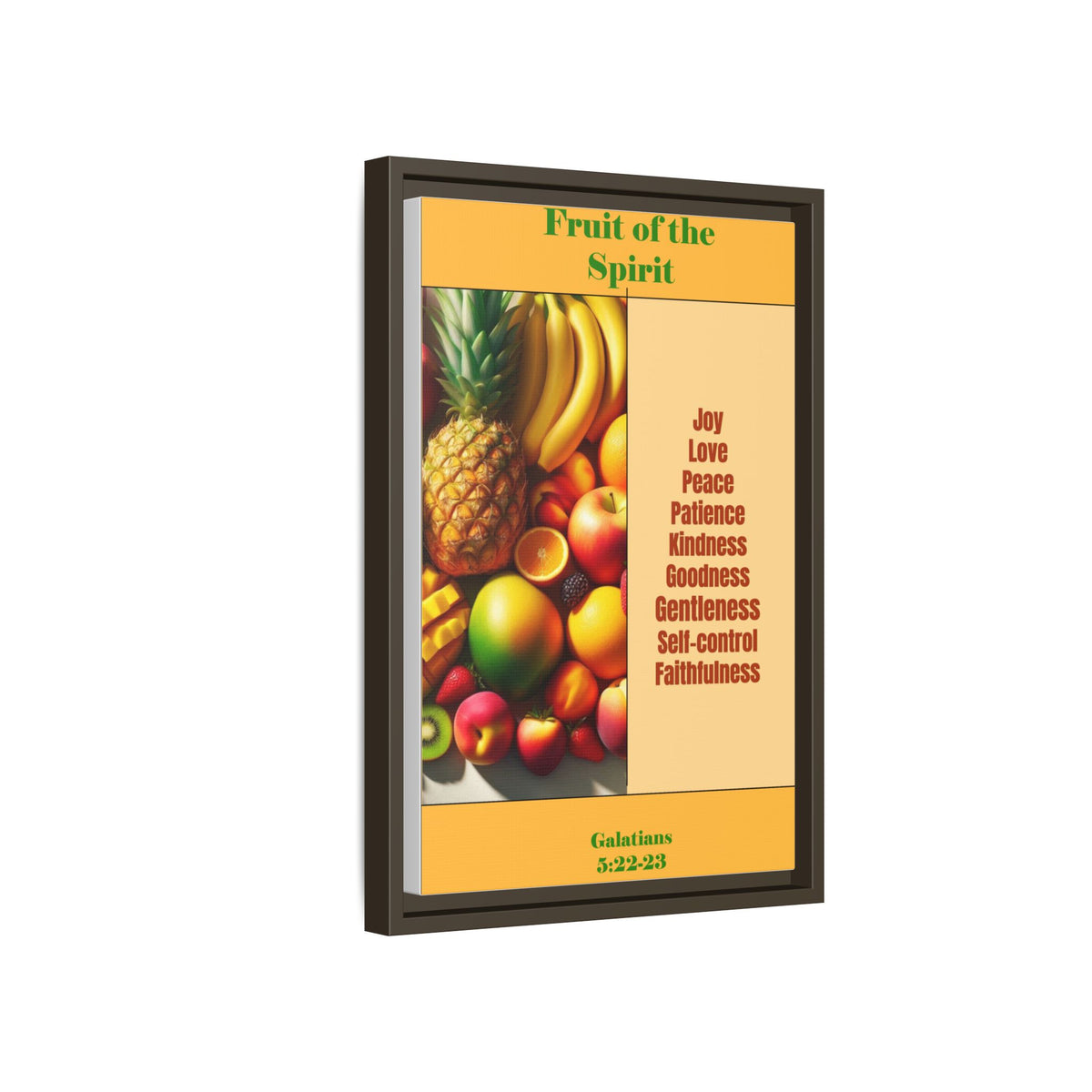 Fruit of the Spirit Framed Canvas Print — Christian Scripture Wall Art (Galatians 5:22-23)
