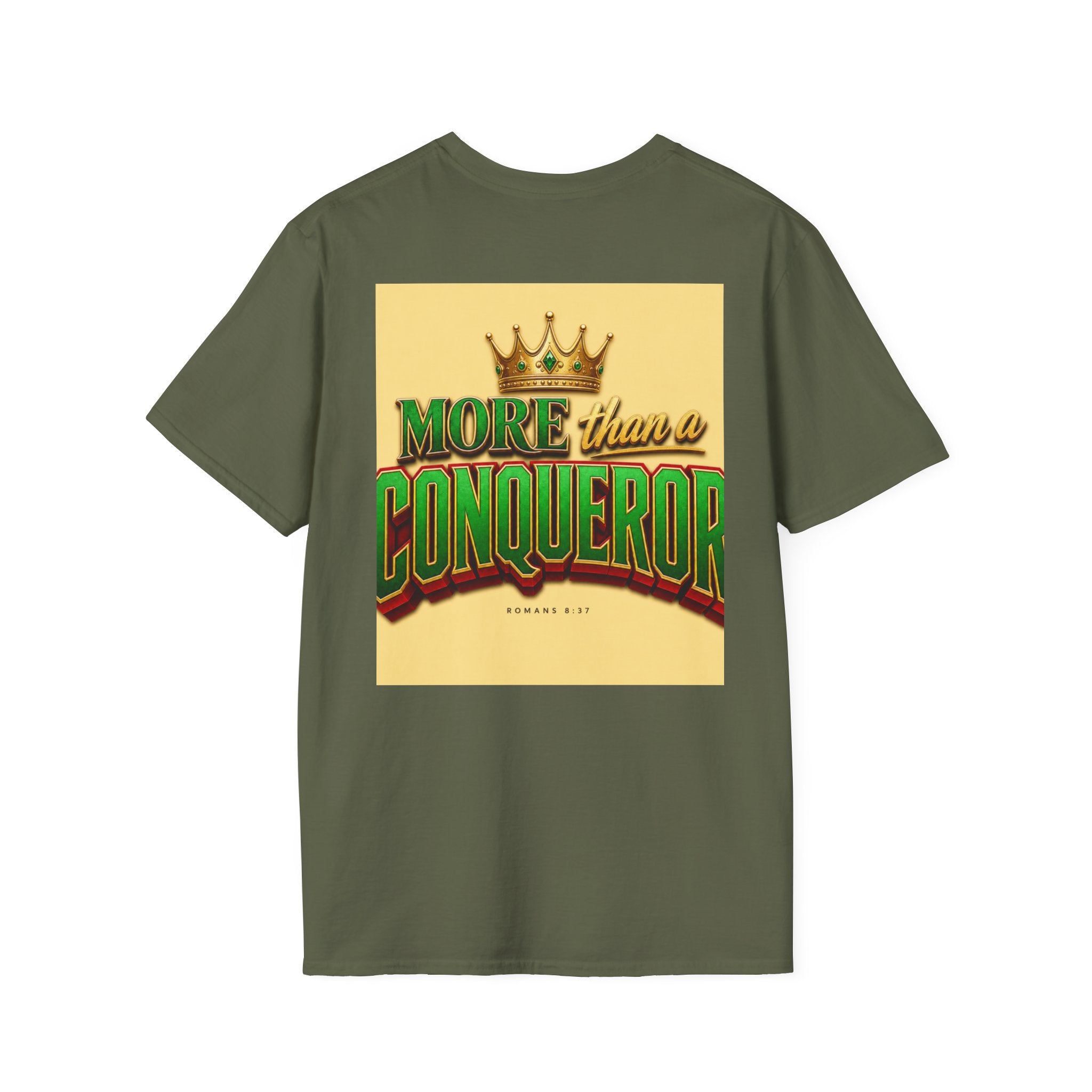Classic T-Shirt with the scriptural message, "More than a Conqueror"