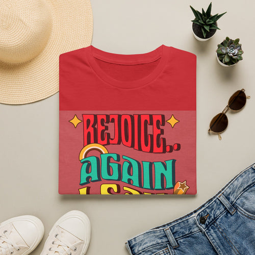 Bible verse print T-Shirt, Rejoice, Again I Say Rejoice