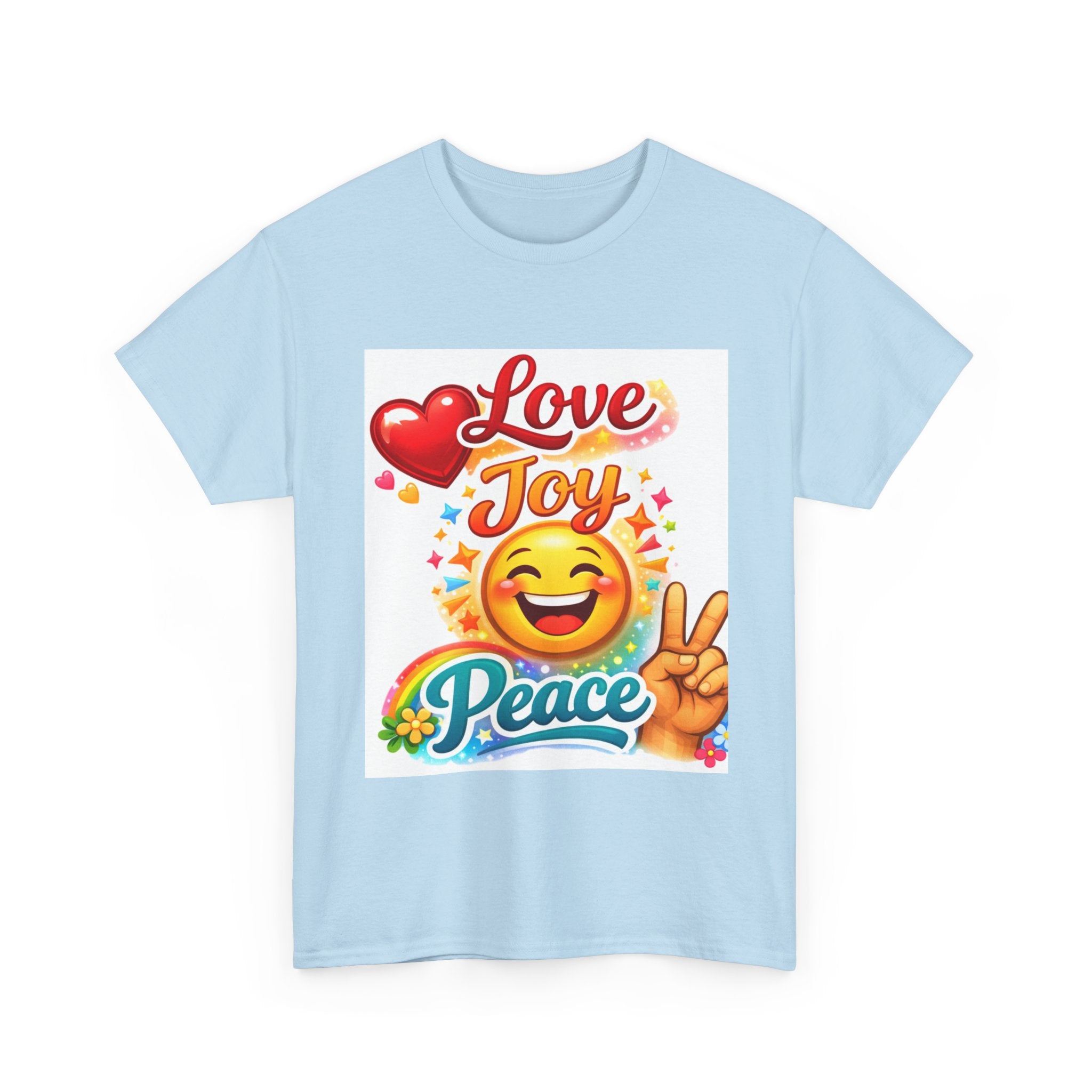 Love Joy Peace Emoji T‑Shirt — Retro Peace Sign Graphic Tee