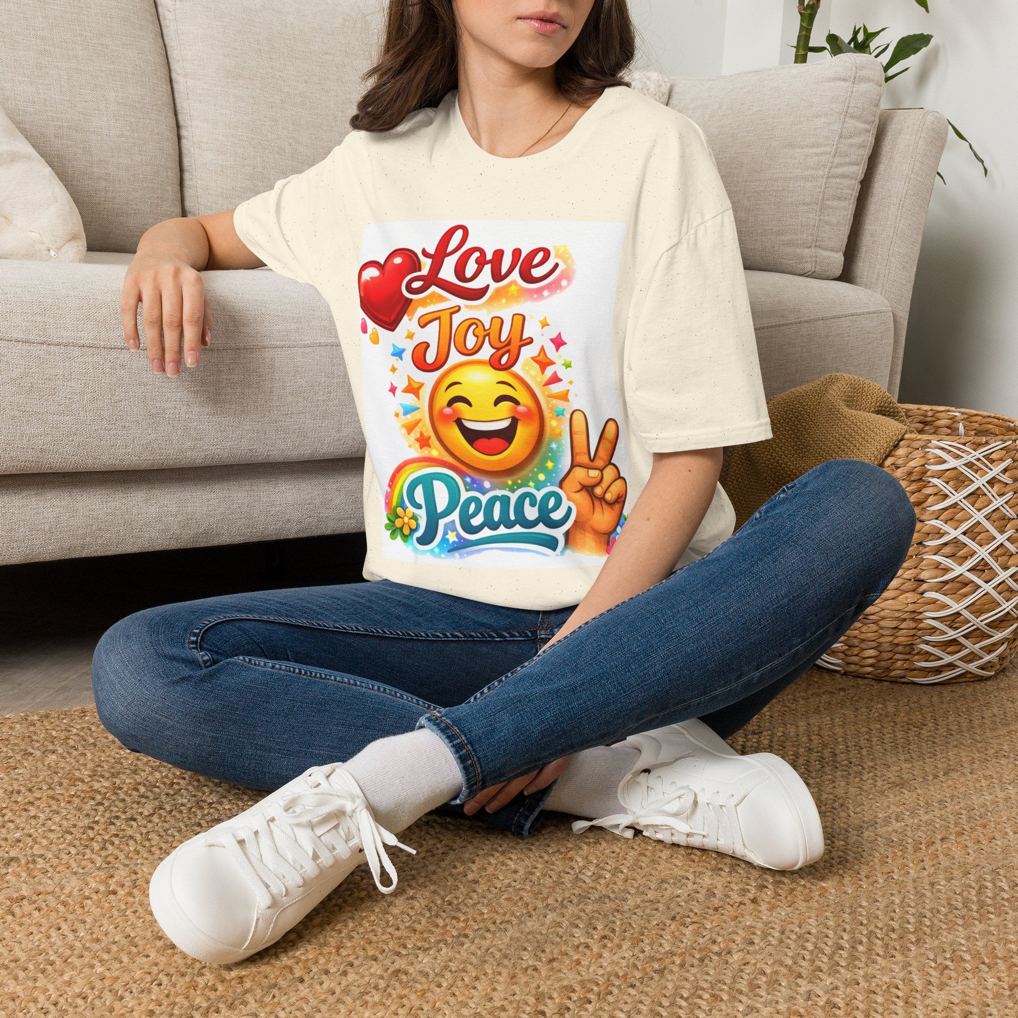 Love Joy Peace T-Shirt — Retro Emoji Heart Peace Sign Graphic Tee
