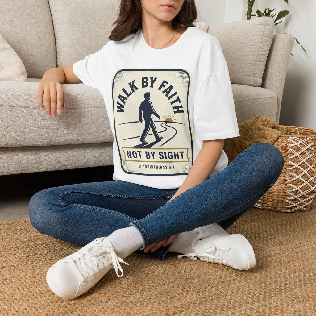 Walk By Faith Bible T-Shirt — Inspirational Christian Tee, Encouraging Faith-Based Daily Wear