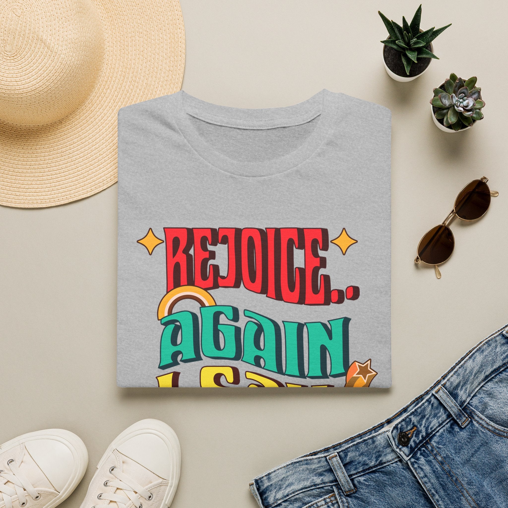 Bible verse print T-Shirt, Rejoice, Again I Say Rejoice