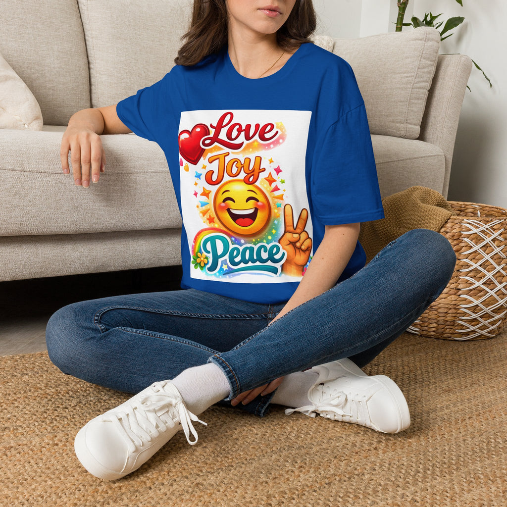 Love Joy Peace T-Shirt — Retro Emoji Heart Peace Sign Graphic Tee