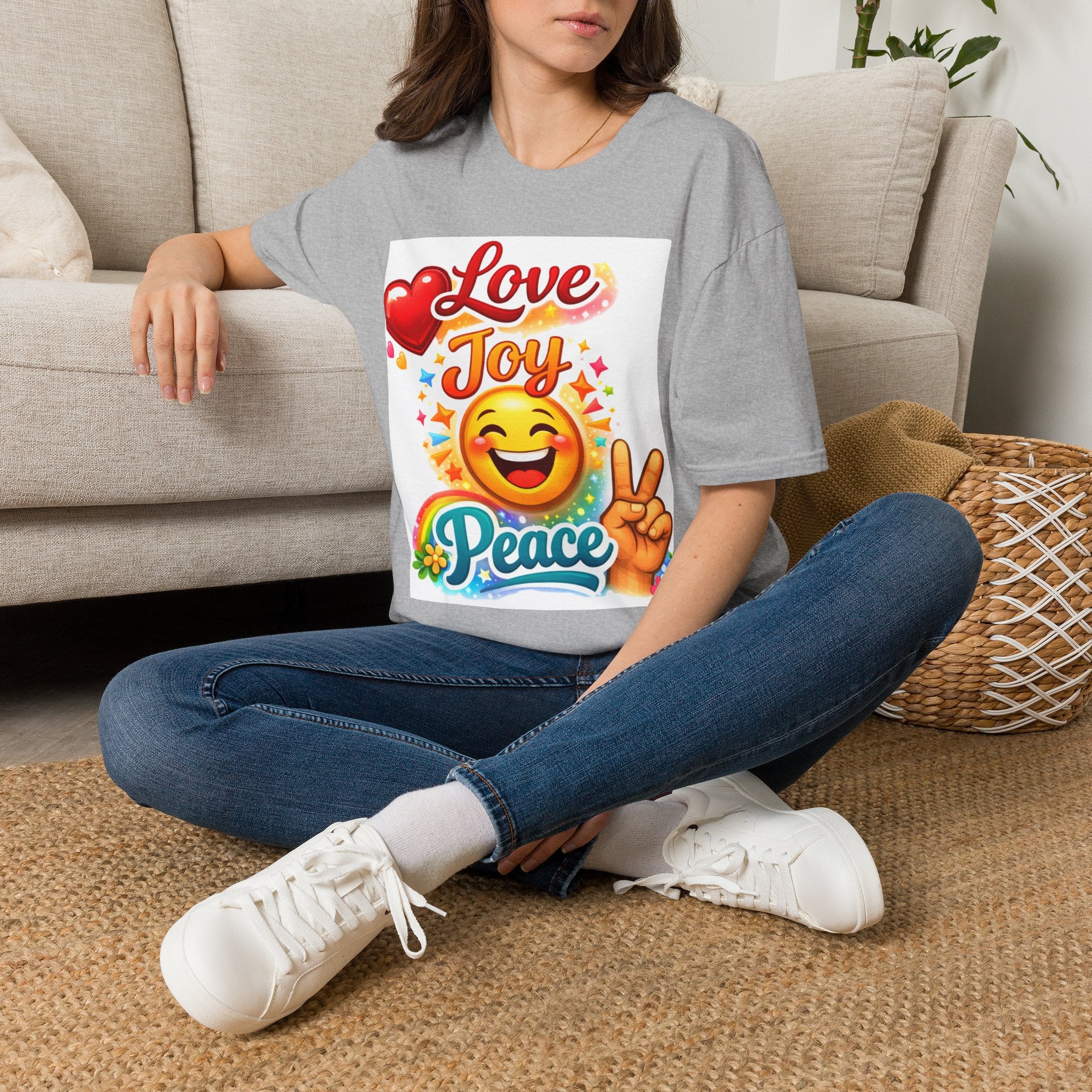 Love Joy Peace T-Shirt — Retro Emoji Heart Peace Sign Graphic Tee