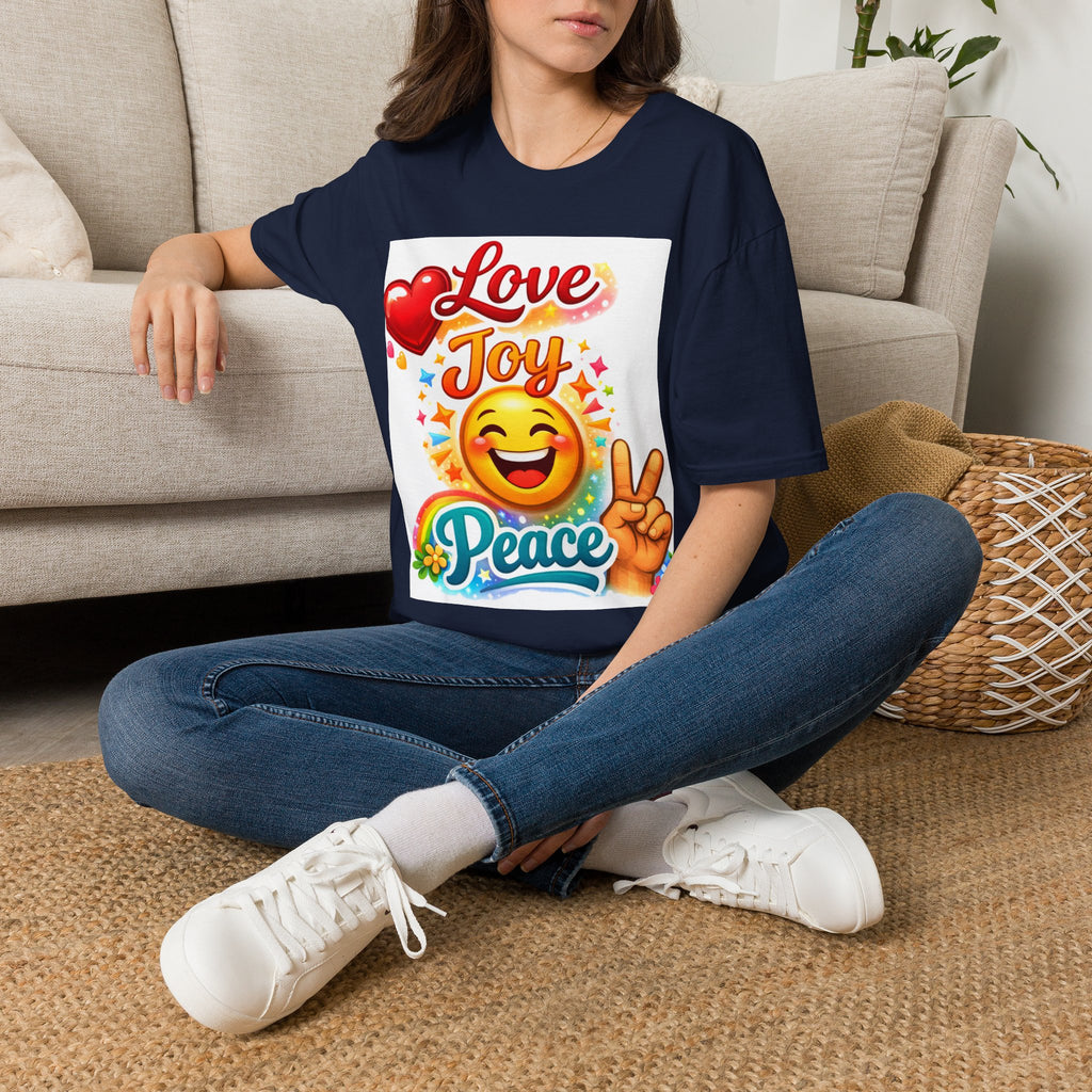 Love Joy Peace T-Shirt — Retro Emoji Heart Peace Sign Graphic Tee
